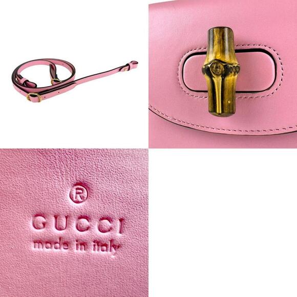 GUCCI Pink Leather Bamboo Shoulder Bag - Picture 5 of 5